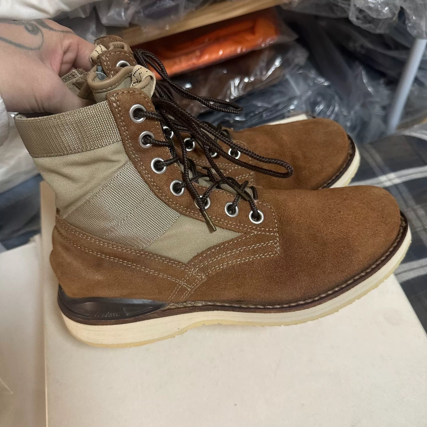 visvim camel boots with perfect leather condition