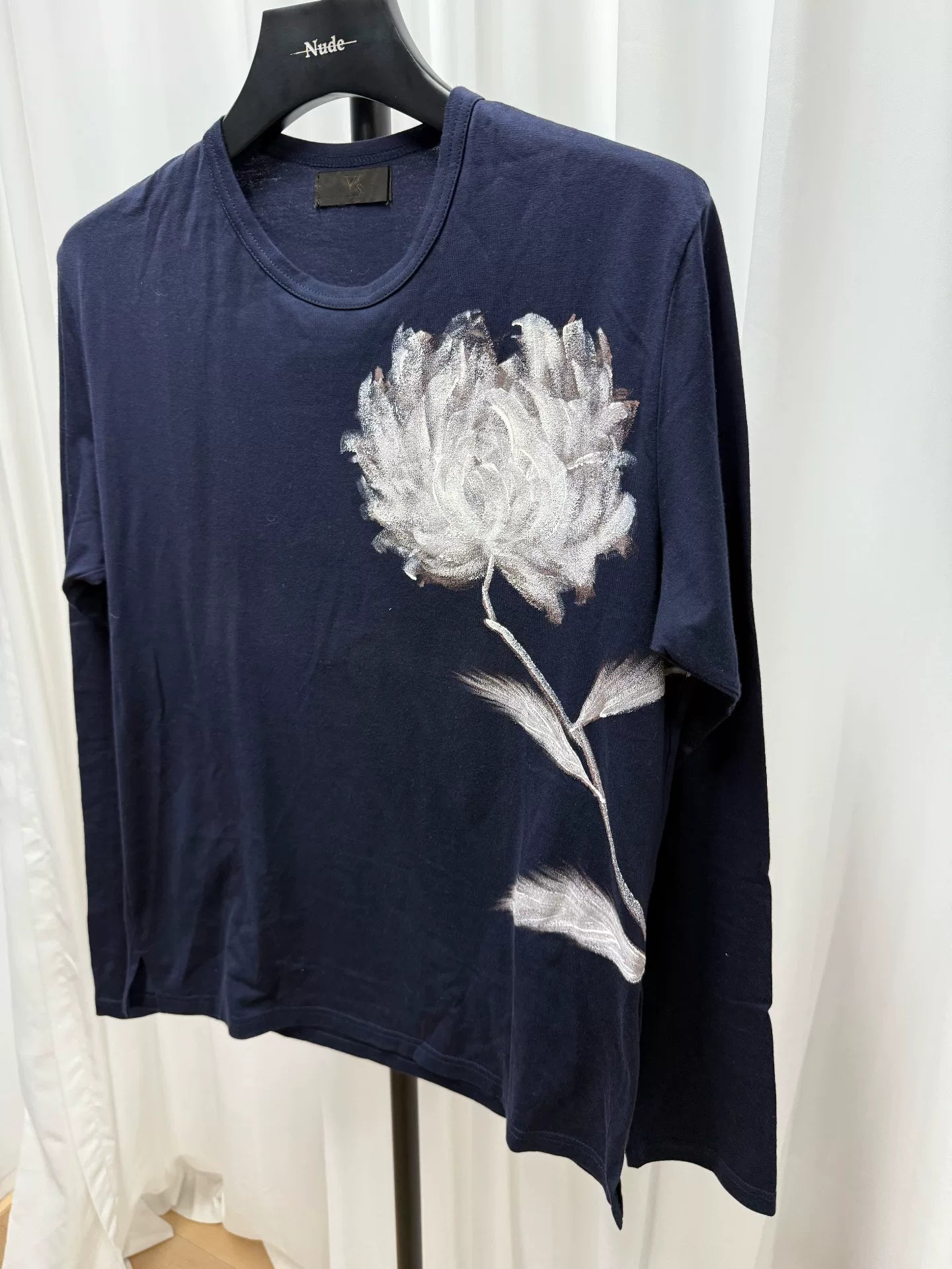 yohji yamamoto men's painted flower long sleeve shirt