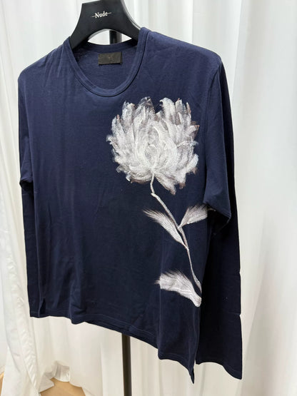 yohji yamamoto men's painted flower long sleeve shirt