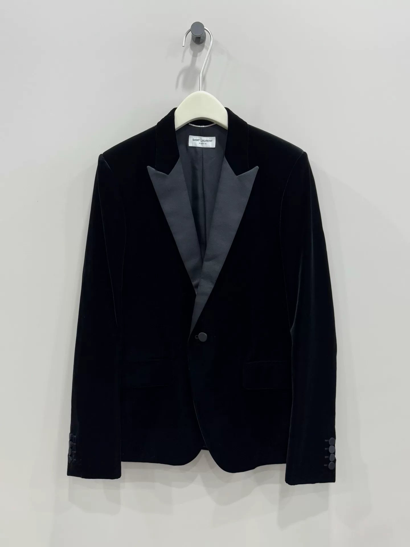 black velvet smoking suit from Saint Laurent
