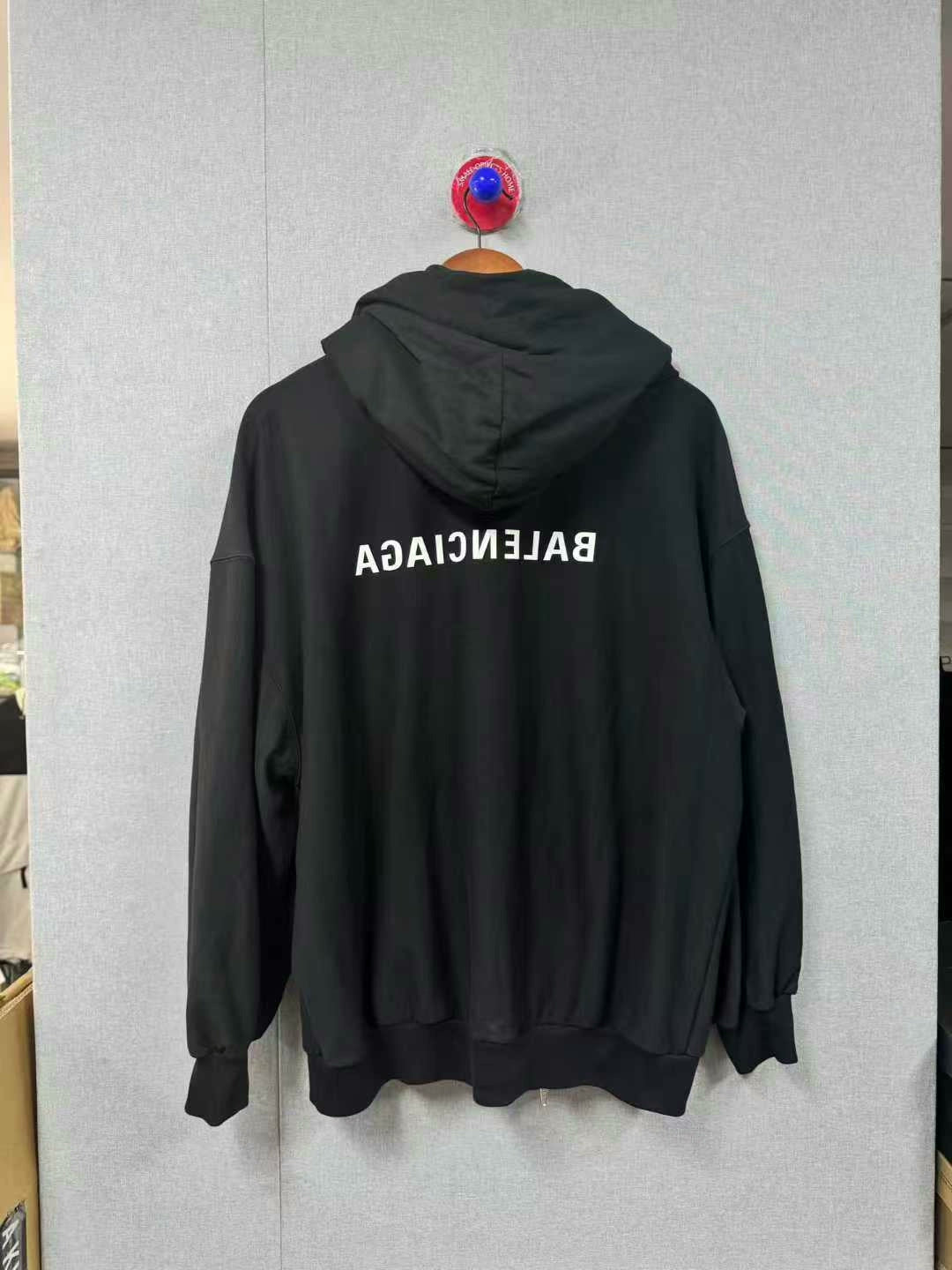 balenciaga logo zip-up jacket in black