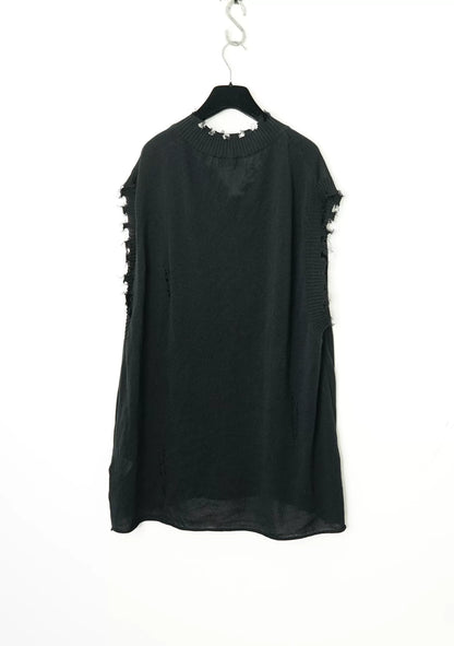 Yohji Yamamoto Loose Distressed V-Neck Knit