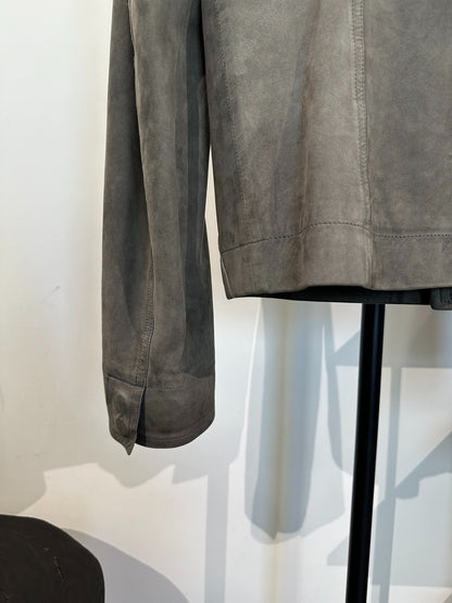 Rick Owens Suede Stand Collar Leather Jacket 48