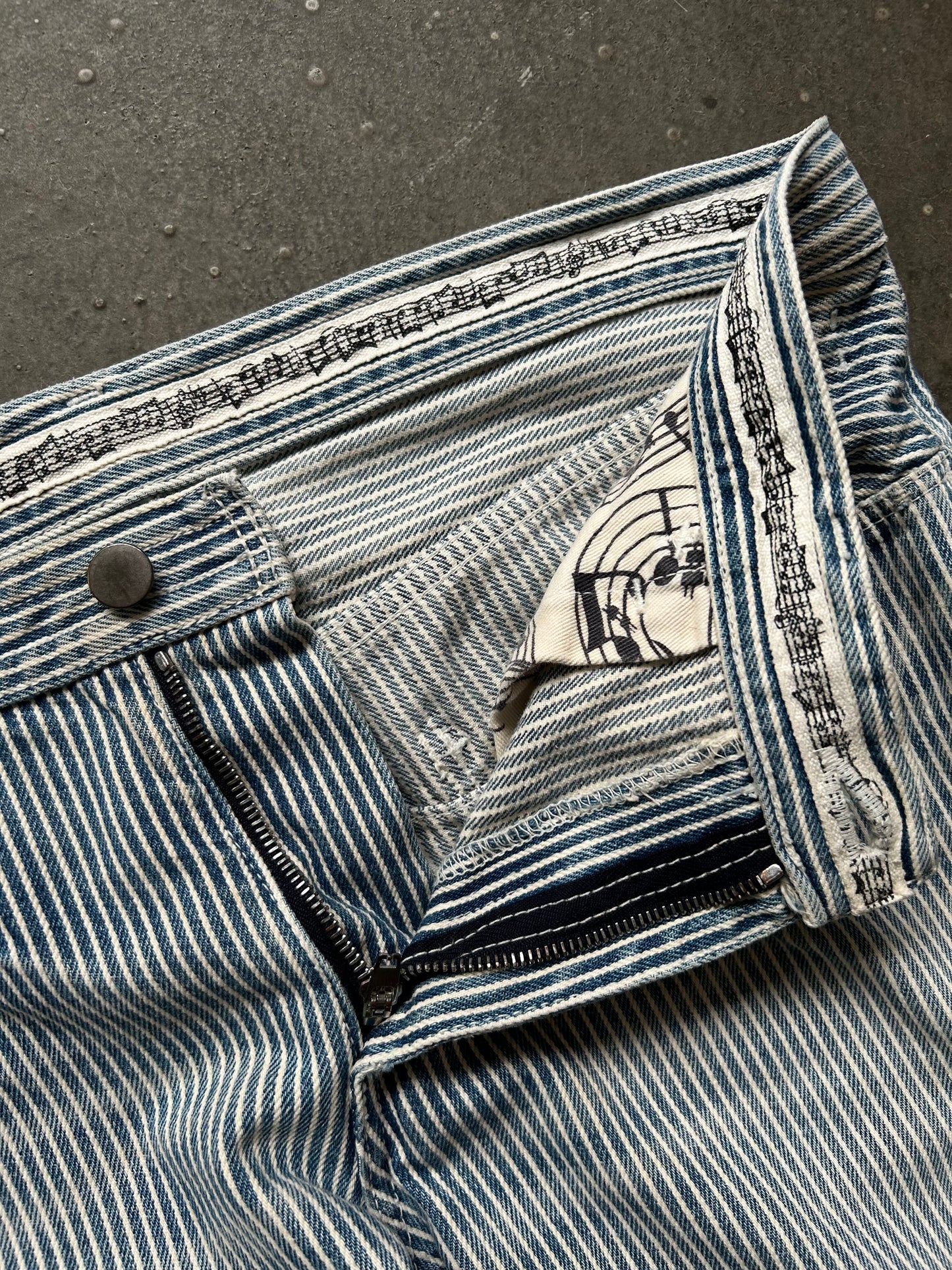 number nine striped washed denim pants