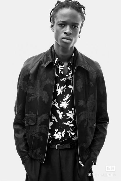 saint laurent silk embroidered jacket