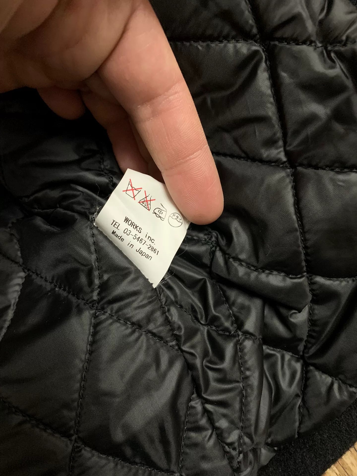 black wool baseball jacket by iron heart
