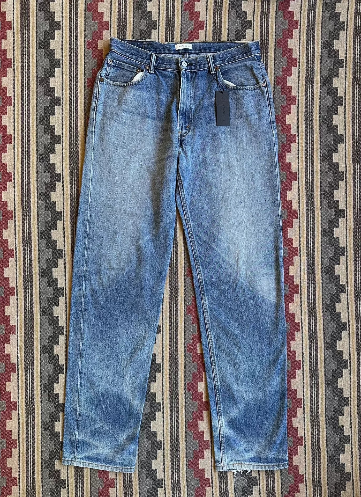 remade vintage fit heavy wash denim pants