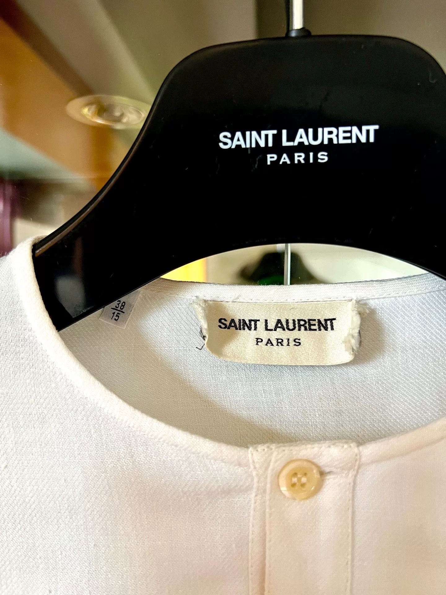 saint laurent white henley shirt 15ss collection