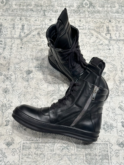 Rick Owens Inverted Triangle Black Leather Boots