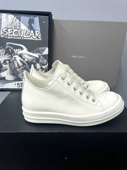 Rick Owens 25SS White Leather Low-Top Sneakers