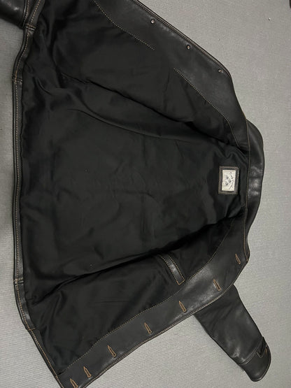 Campus Cowhide Leather Biker Jacket