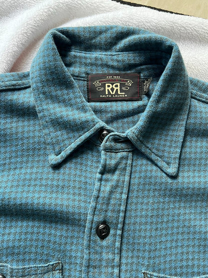 RRL Blue-Black Check Long-Sleeve Shirt S