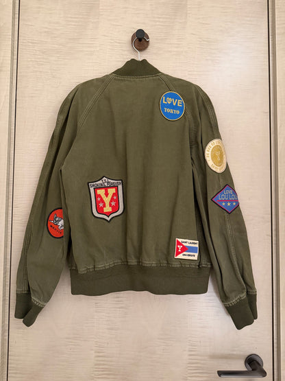 Saint Laurent Olive Green Patch Bomber Jacket