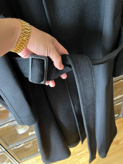 Yohji Yamamoto Belted Hooded Cashmere Coat
