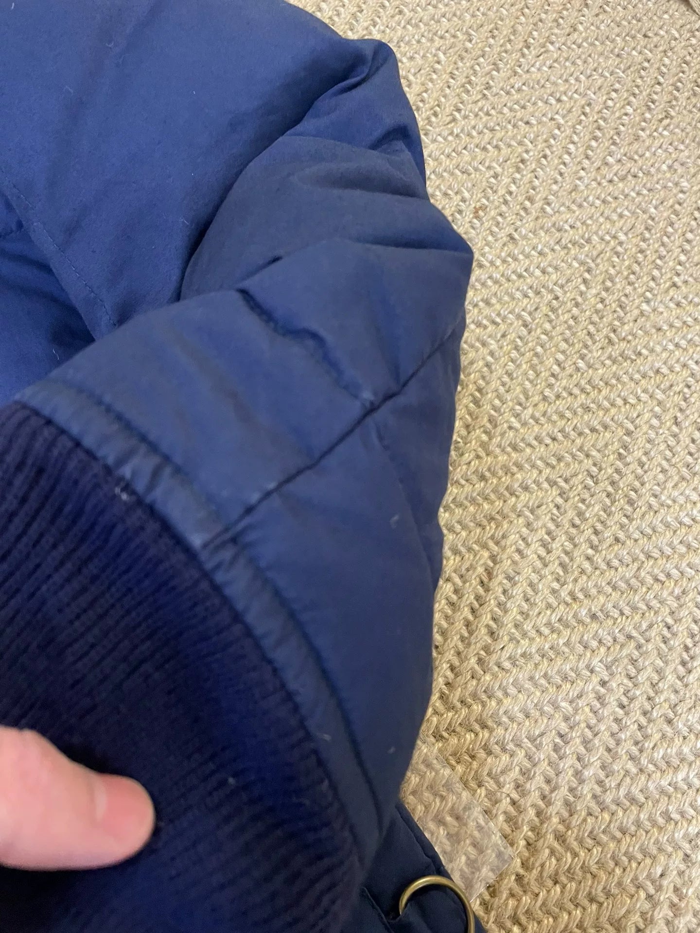 neighborhood puffy shirt jacket with corduroy collar