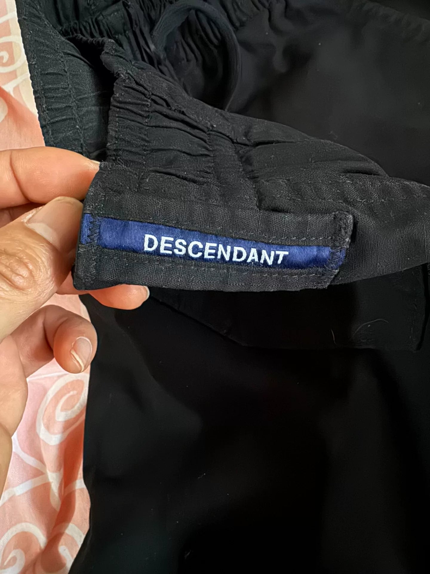 black descendant cargo pants with elastic waist