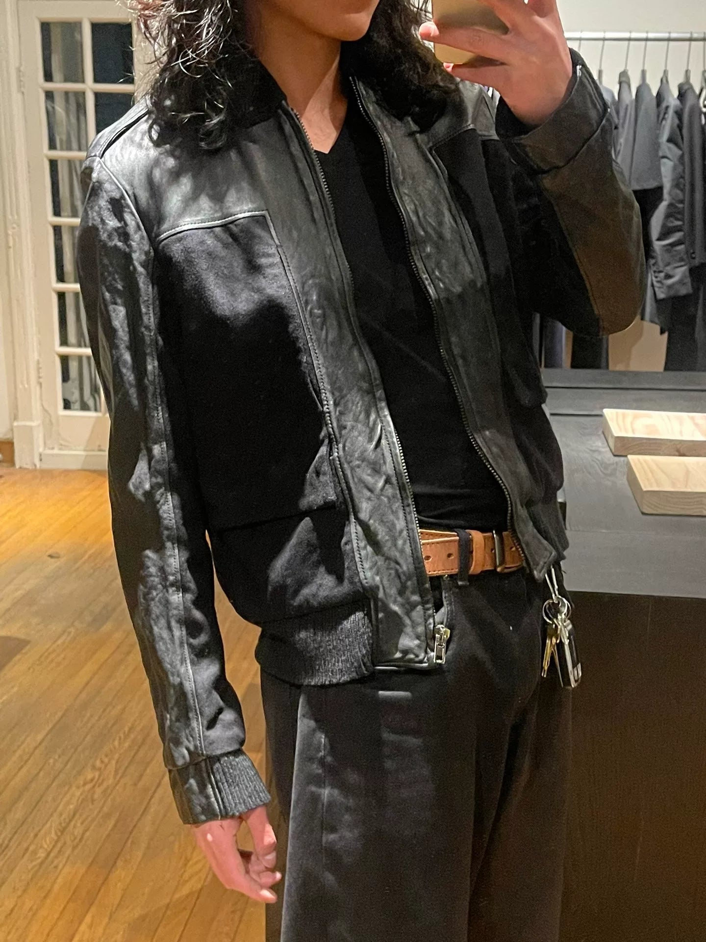 maison martin margiela leather wool jacket