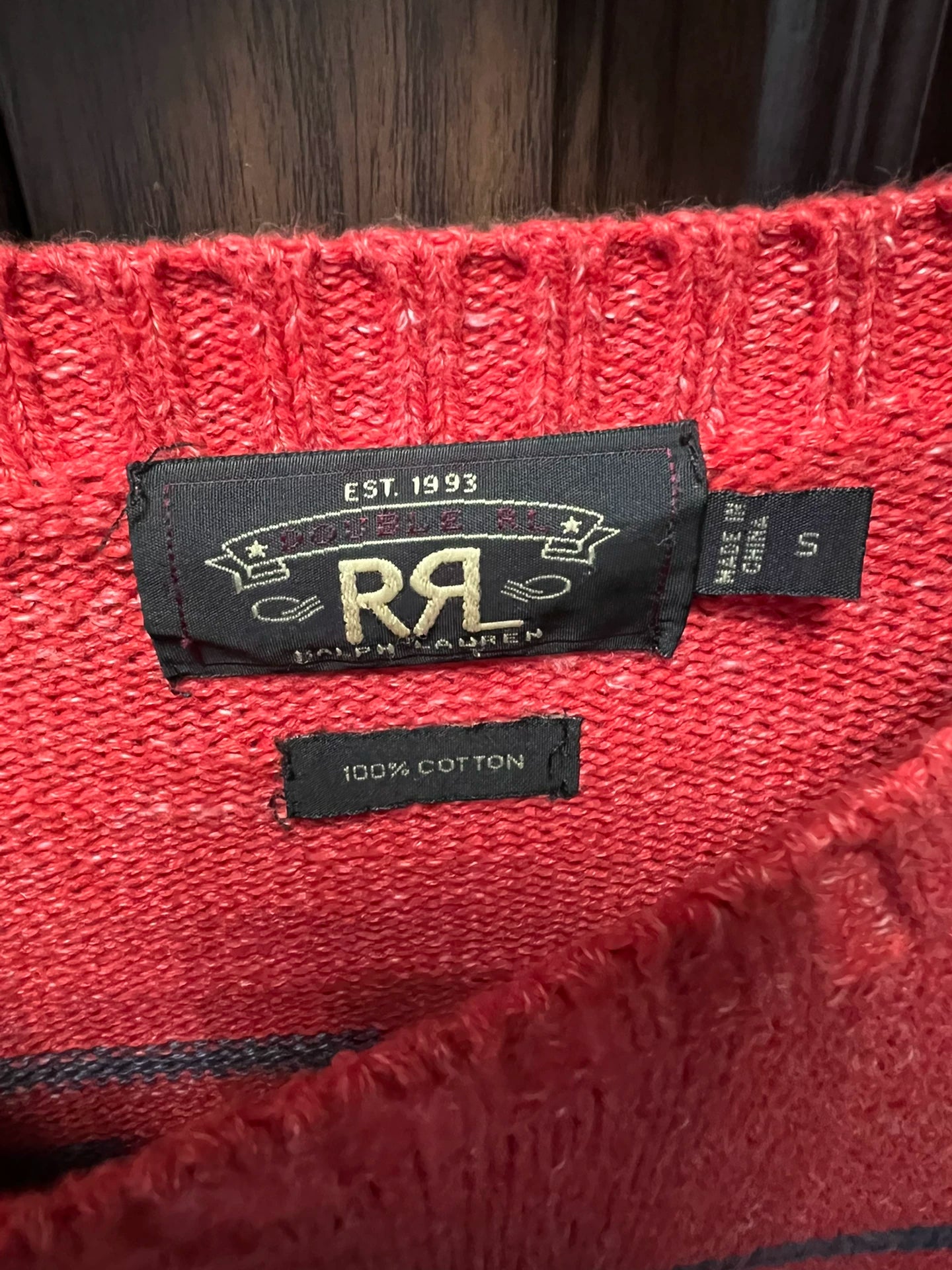 rrl striped pullover sweater in red