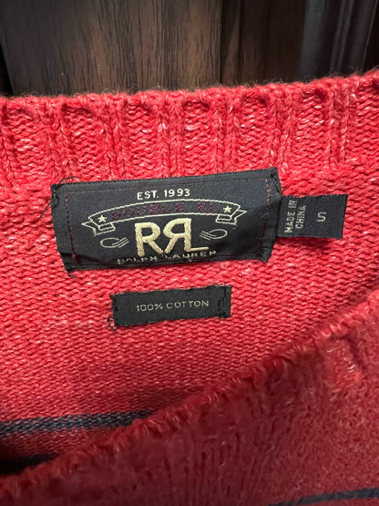 rrl striped pullover sweater in red