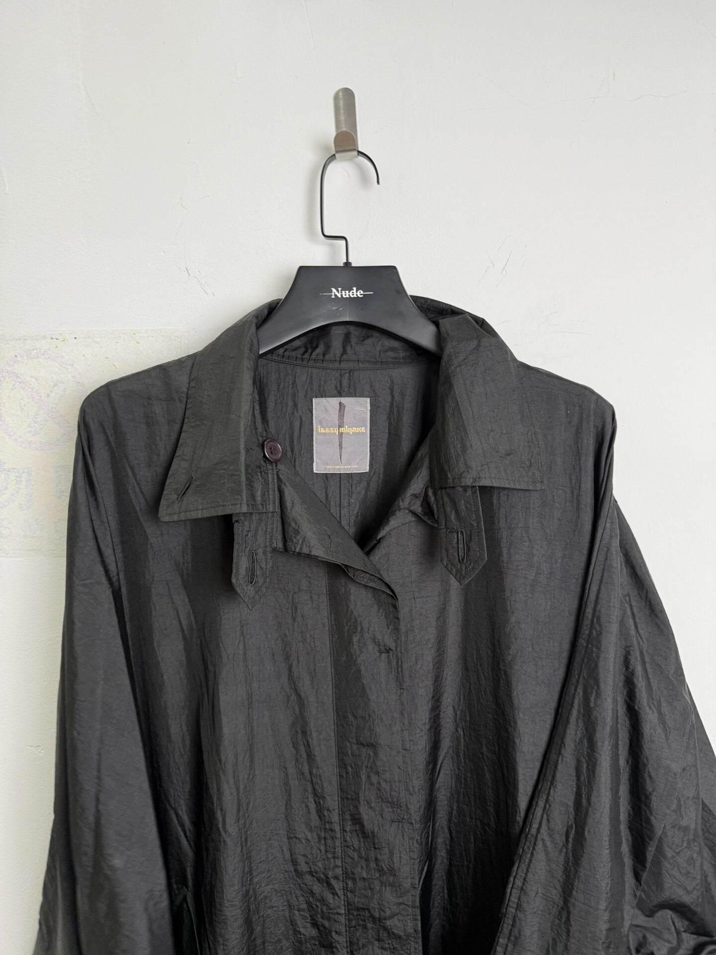 issey miyake 80s oversized black coat