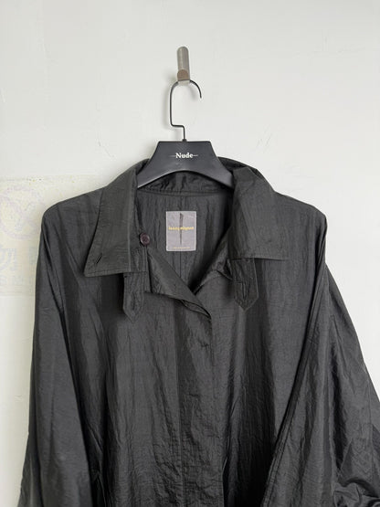 issey miyake 80s oversized black coat