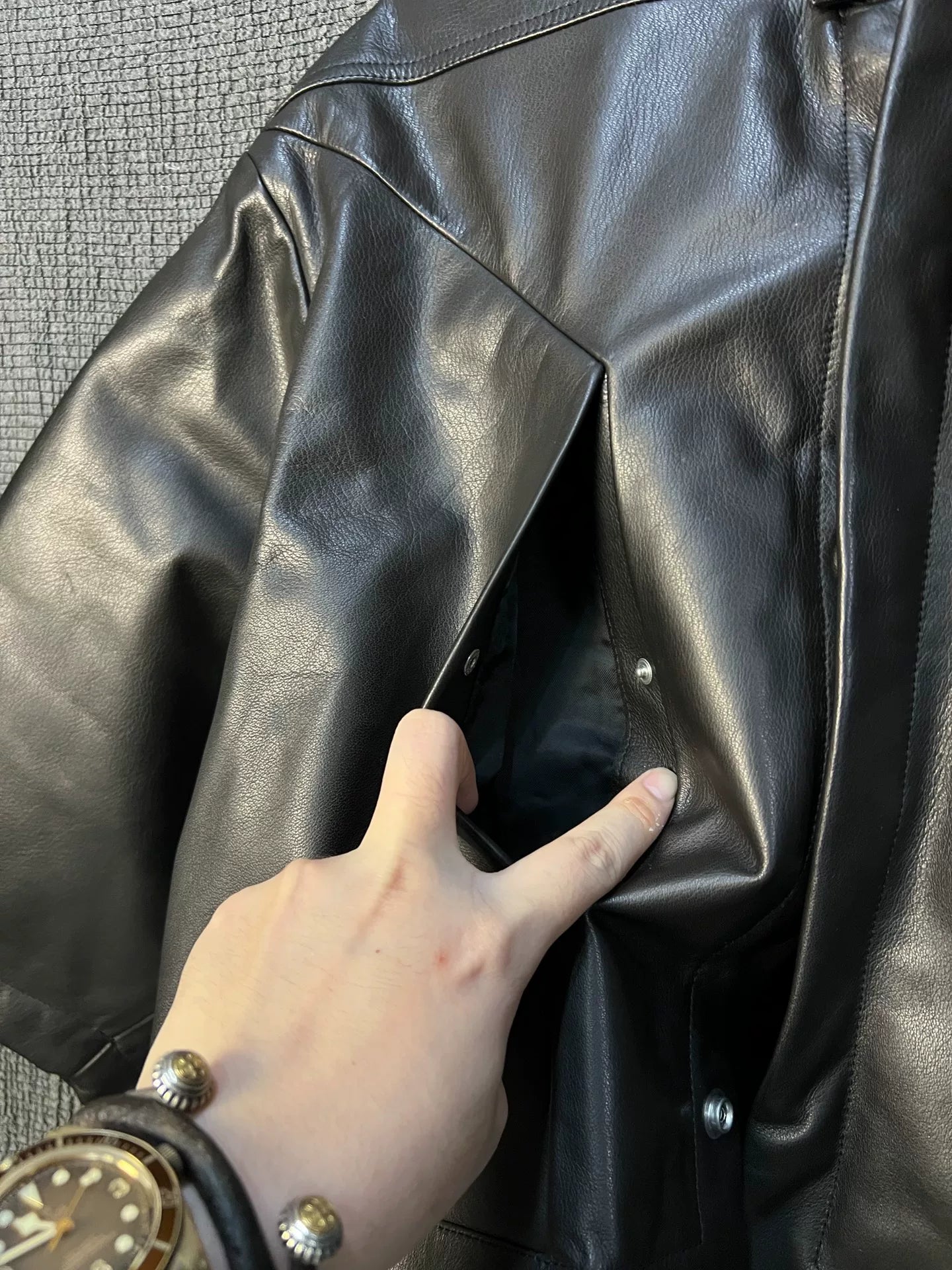 rick owens black leather cropped jacket