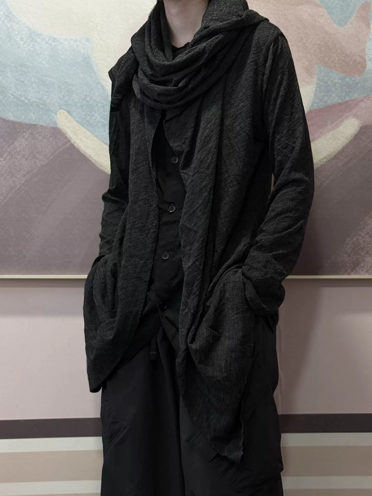 Yohji Yamamoto Wool Cardigan with Scarf
