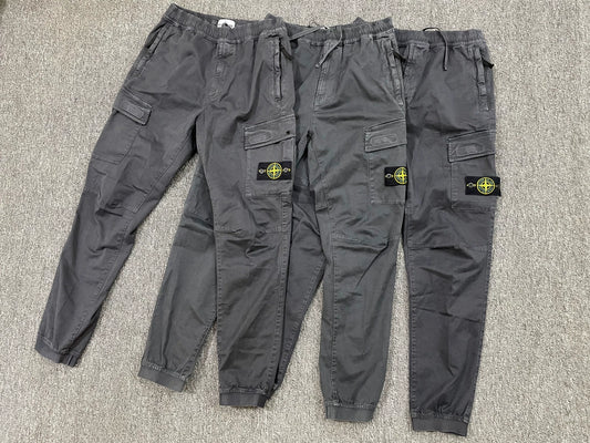 stone island washed gray cargo pants