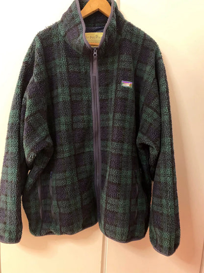 plaid fleece jacket with zip front