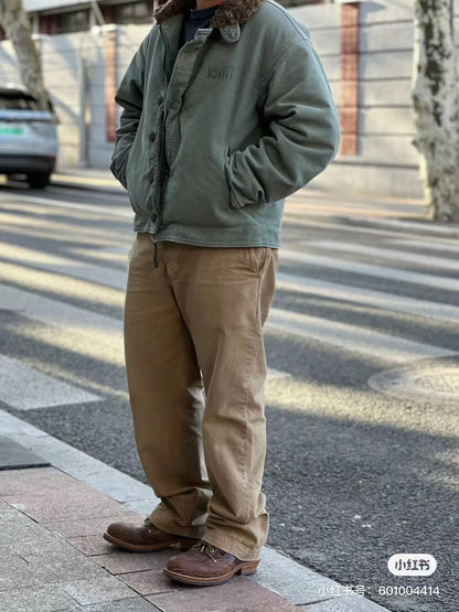 visvim purser deck jacket in olive green