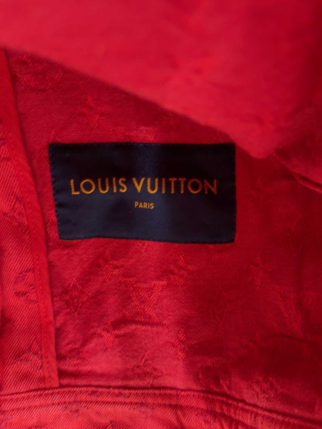 Louis Vuitton Red Logo Denim Jacket