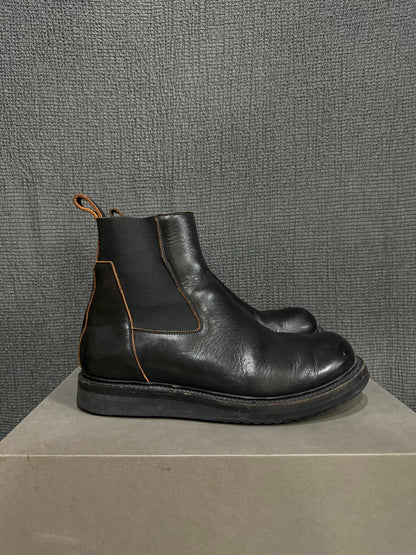 black leather chelsea boots by rick owens