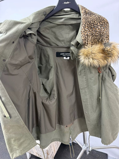 unique leopard print military-style oversized coat