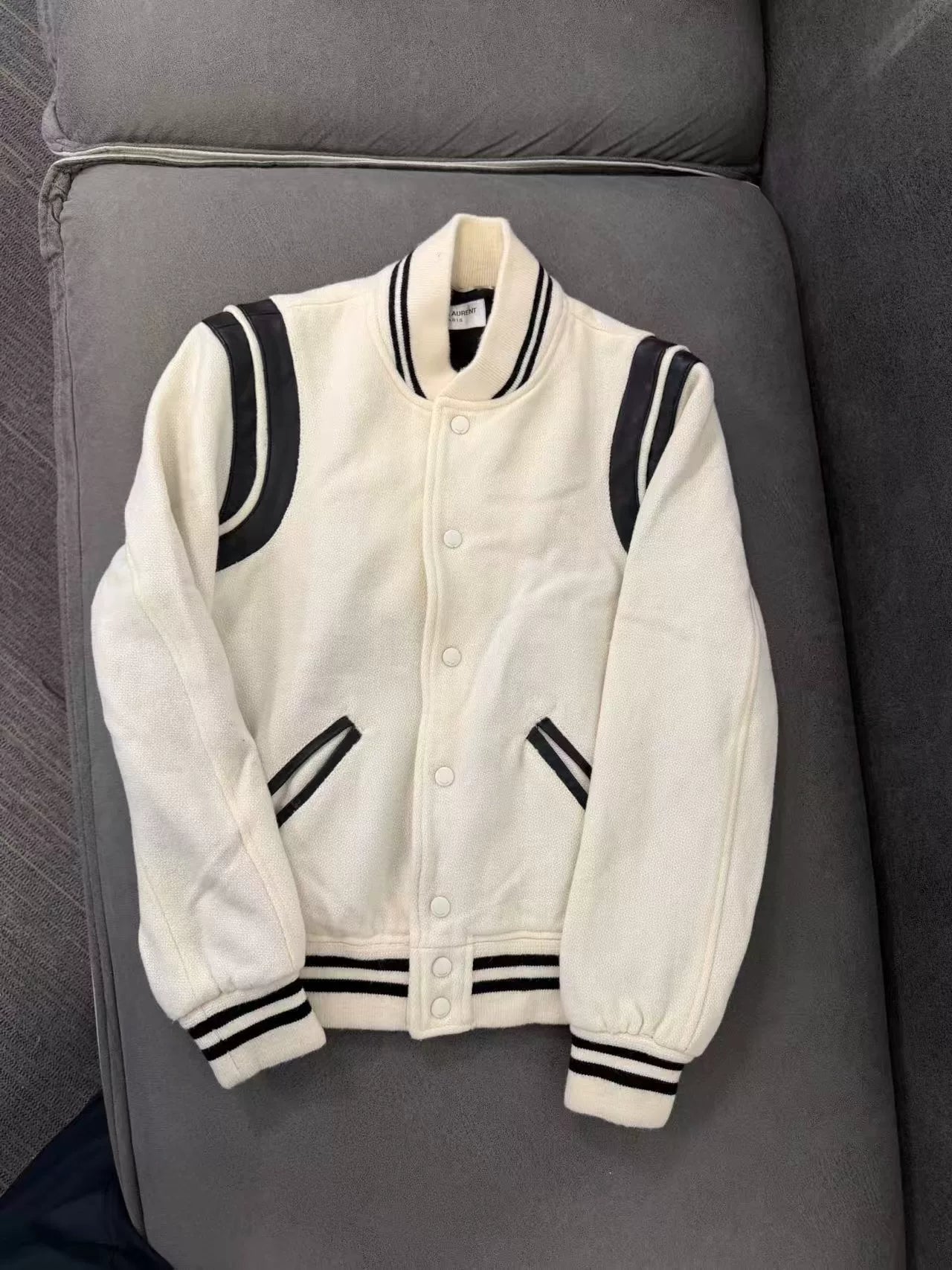 Saint Laurent White Varsity Jacket