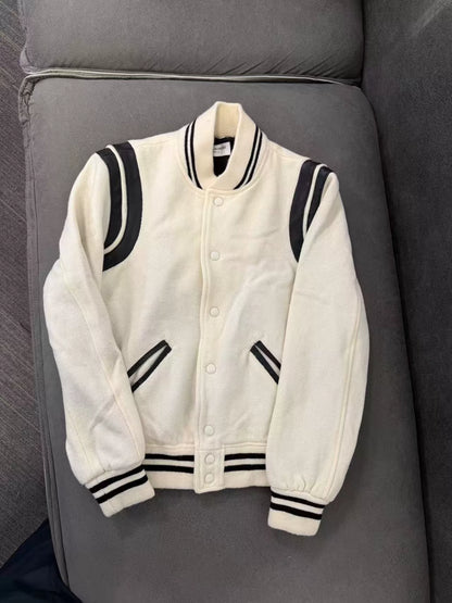 Saint Laurent White Varsity Jacket