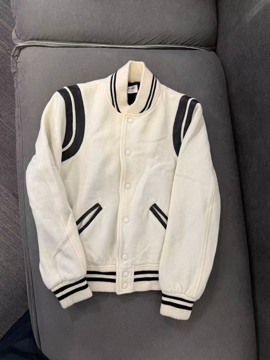 Saint Laurent White Varsity Jacket