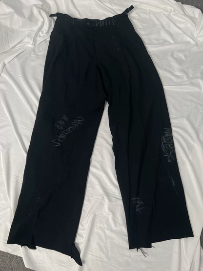 balenciaga black graffiti baggy trousers