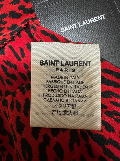 Saint Laurent Red Black Leopard Scarf