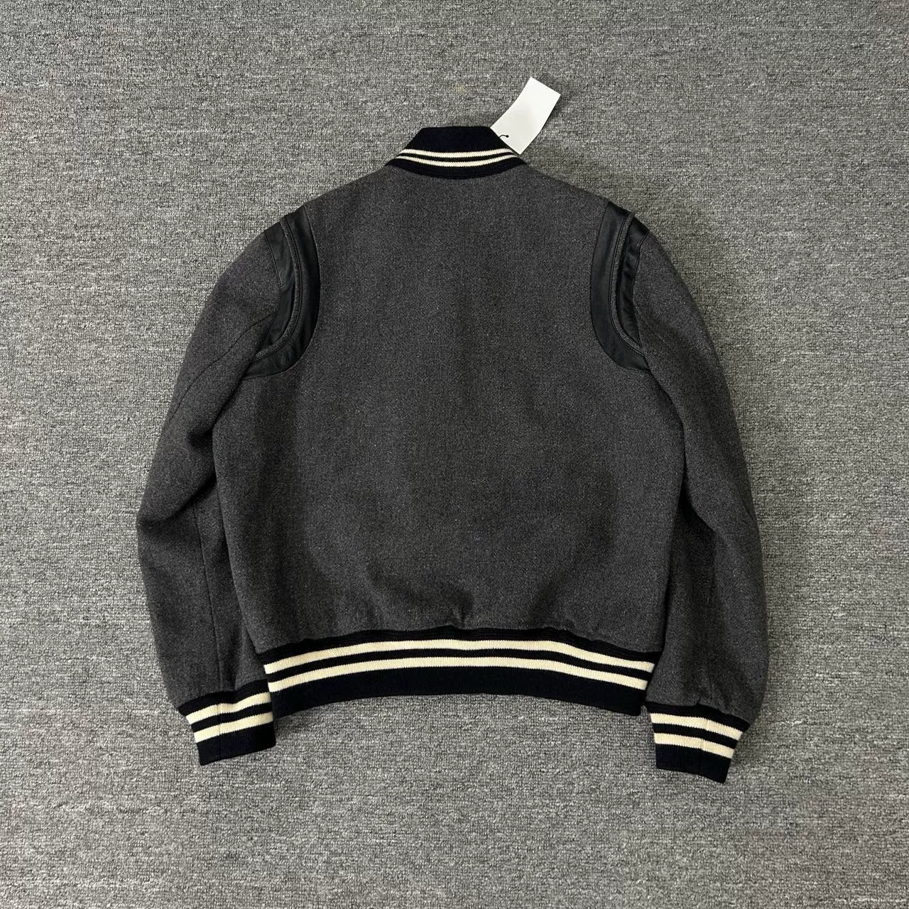 Saint Laurent Gray Wool Baseball Jacket