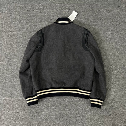 Saint Laurent Gray Wool Baseball Jacket