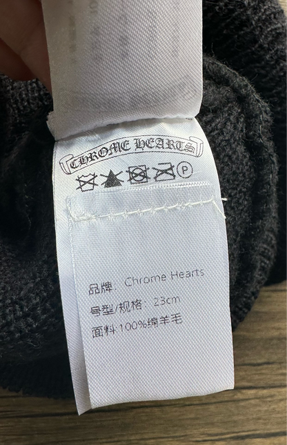 chrome hearts black embroidered knit beanie