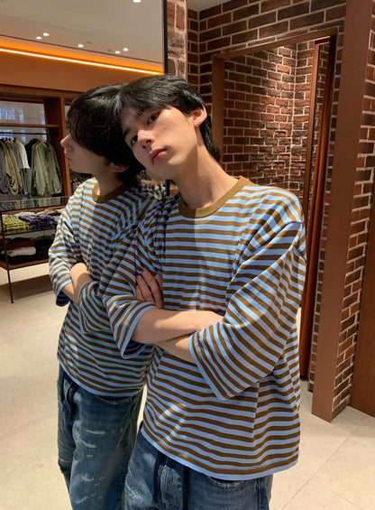 BEAMS 26SS Striped Loose Short Sleeve T-shirt