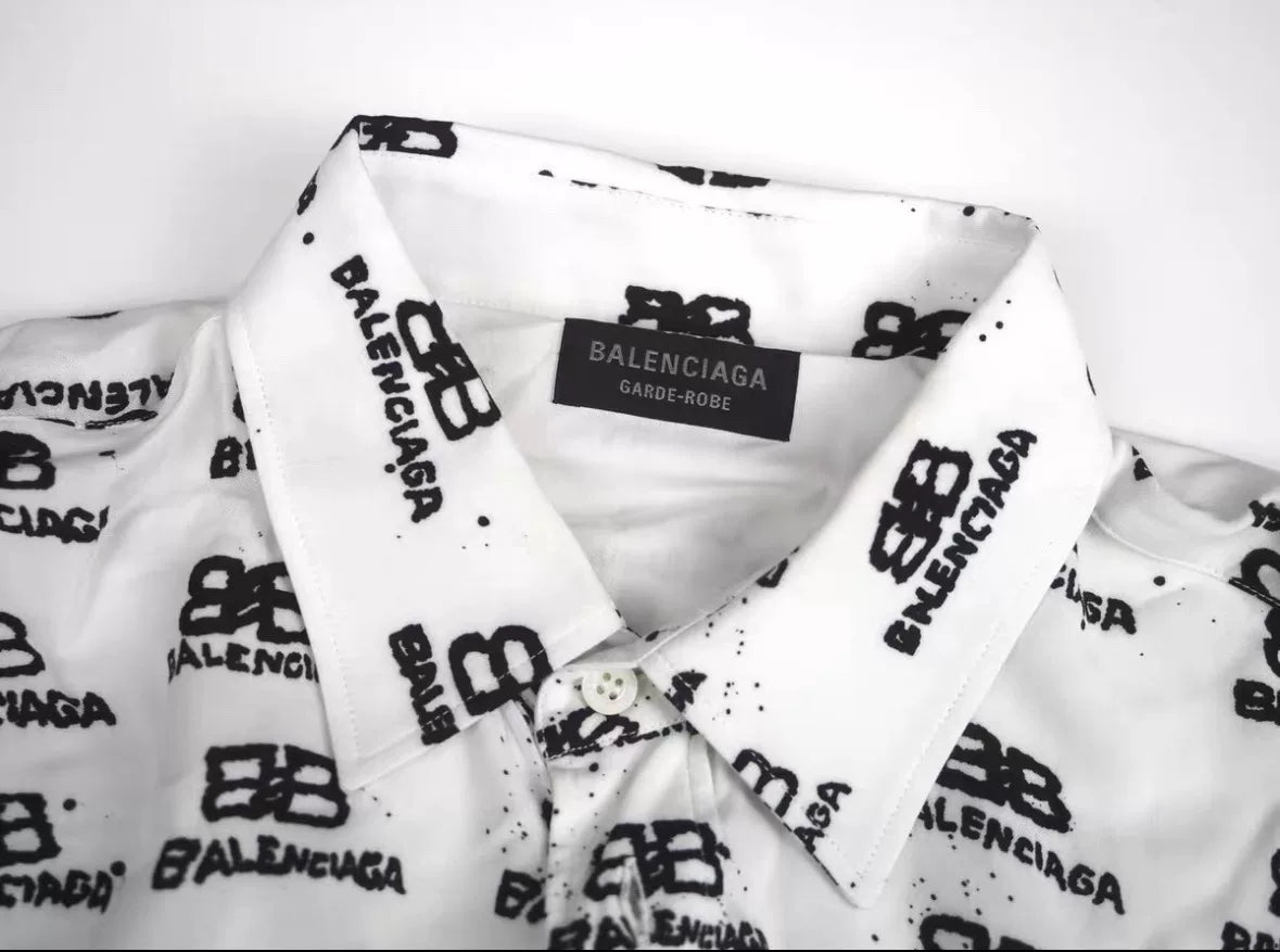balenciaga oversized all over logo shirt