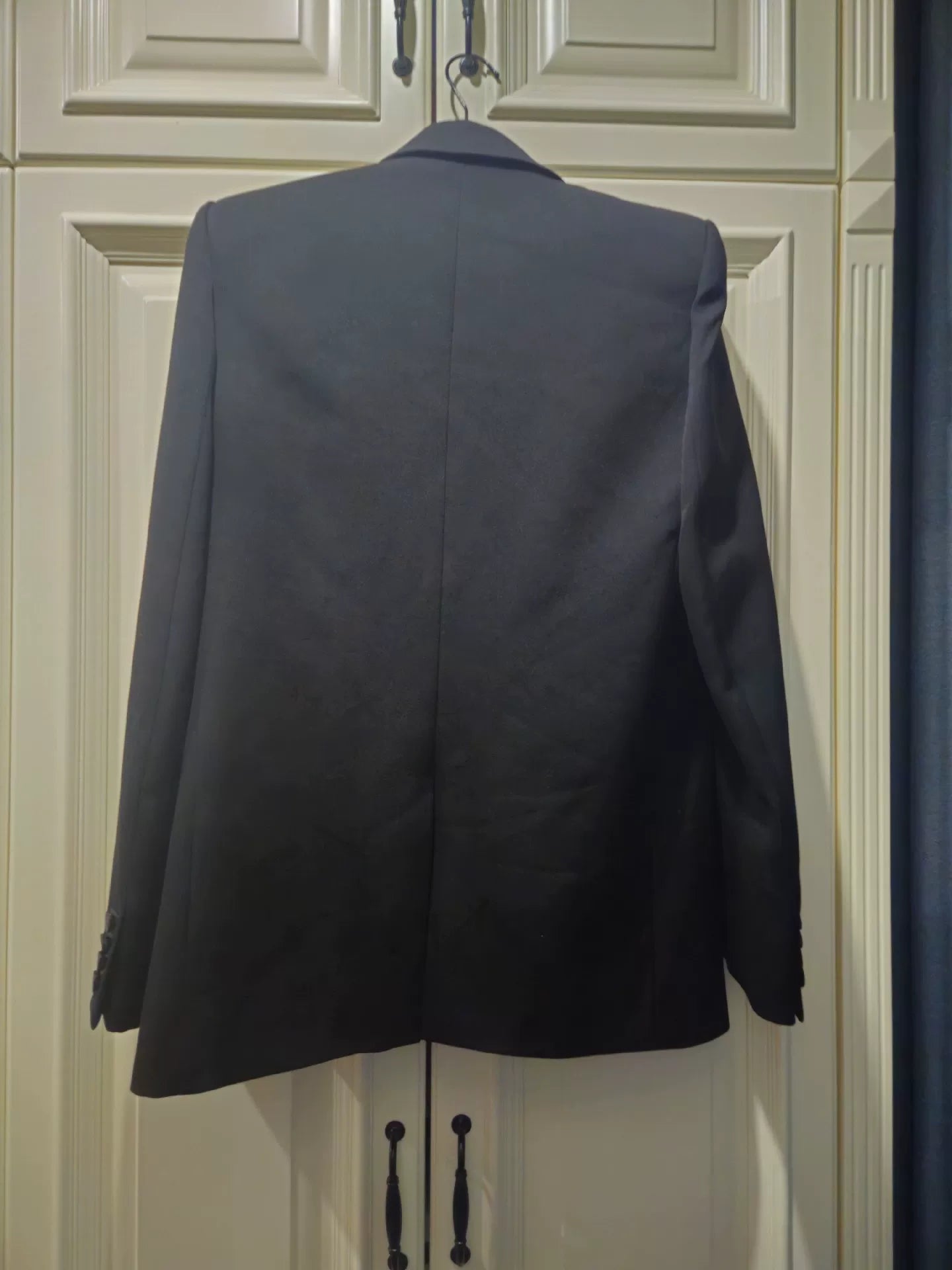 Saint Laurent Black Satin Lapel Blazer