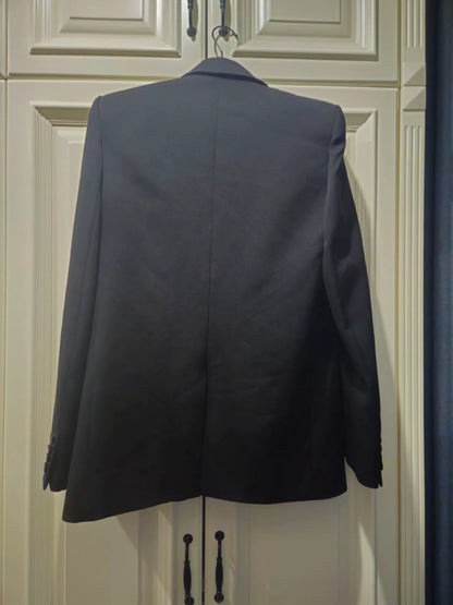 Saint Laurent Black Satin Lapel Blazer