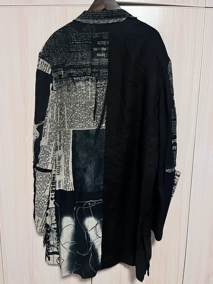 Yohji Yamamoto Newspaper Print Jacket