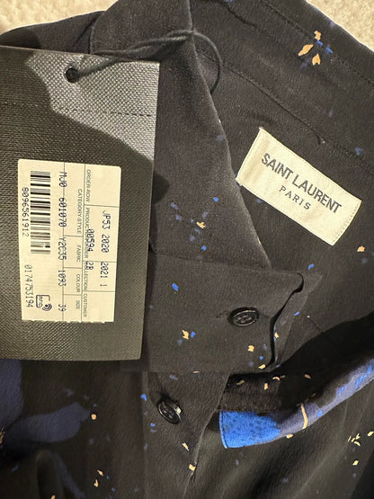 Saint Laurent Black Floral Short-Sleeve Shirt