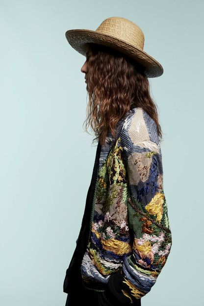 saint laurent embroidered knit jacket