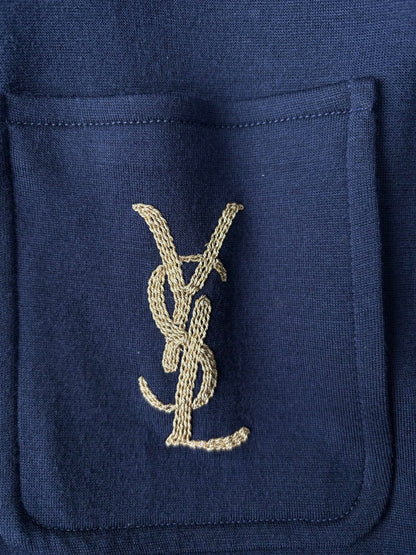 Saint Laurent Navy Wool Gold Embroidery Jacket