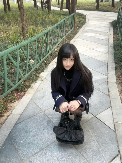 Navy Wool Military Style Jacket